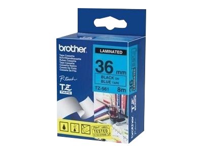 Brother TZe-561 - Black on blue - Roll (3.6 cm x 8 m) 1 cassette(s) laminated tape - for P-Touch PT-3600, 550, 9500, 9600, 9700, 9800, D800, P900, P950, P-Touch Cube XP PT-910