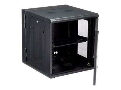 StarTech.com 12U 19\" Wall Mount Network Cabinet, 20\" Deep 4 Post Hinged Locking IT Computer Equipment Enclosure with Shelf, Flexible Vented Switch Depth Data Rack Cisco 3850, 2960 Series - 12U Vented Cabinet (RK1224WALHM) - Rack enclosure cabinet - wall mountable - black - 12U
