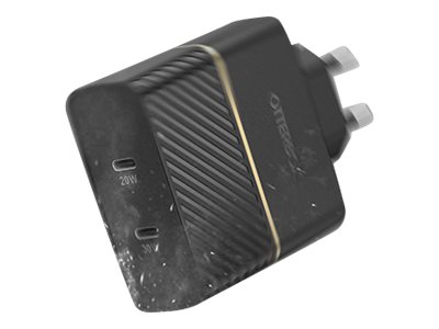 OtterBox Wall Charger - Power adapter - 50 Watt - 3 A - PD 3.0 - 2 output connectors (24 pin USB-C) - black shimmer