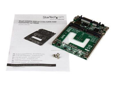 StarTech.com Dual mSATA SSD to 2.5\" SATA RAID Adapter Converter - 2x mSATA SSD to 2.5in SATA Adapter with RAID and 7mm Open Frame Housing (25SAT22MSAT) - Storage controller - 2 Channel - mSATA - RAID RAID 0, 1, JBOD, BIG - SATA 6Gb/s - for P/N: BRACKET125PT, BRACKET125PTP, BRACKET225PT, BRACKET425F