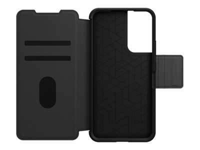 OtterBox Strada - Flip cover for mobile phone - genuine leather, polycarbonate - shadow black - for Samsung Galaxy S22+