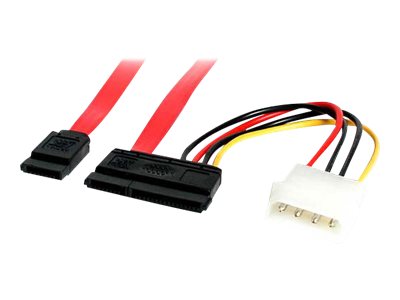 StarTech.com 18in SATA Serial ATA Data and Power Combo Cable - SATA cable - Serial ATA 150/300/600 - SATA combo (R) to 4 PIN internal power, SATA - 45.7 cm - red - for P/N: 25S22M2NGFFR, 25SAT22MSAT, S322M225R, SAT2M2NGFF25, SAT32M225, SAT32MSAT257