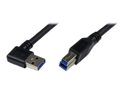 StarTech.com 1m Black SuperSpeed USB 3.0 Cable - Right Angle A to B - 3 ft USB 3 Cable - Right Angle USB 3.0 A (M) to USB 3.0 B (M) (USB3SAB1MRA) - USB cable - USB Type B (M) to USB Type A (M) - USB 3.0 - 1 m - molded, right-angled connector - black - for P/N: HB30A4AIB, HB30C4AIB, HB31C4AB, S351BMU33ET, S351BMU33ETG, S352BU313R, SDOCK2U313R