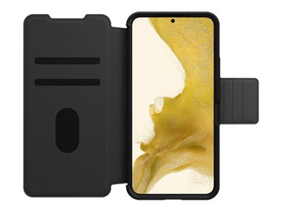 OtterBox Strada Series - Flip cover for mobile phone - leather, polycarbonate, metal latch - shadow - for Samsung Galaxy S22+