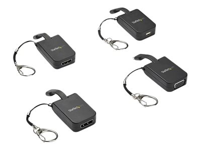 StarTech.com Compact USB C to VGA Adapter, 1080p 60Hz USB Type-C to VGA Video Display Converter with Keychain Ring, Active USB-C DP Alt Mode to VGA Monitor Dongle, Thunderbolt 3 Compatible - USB-C Keychain Adapter (CDP2VGAFC) - Adapter - 24 pin USB-C male to HD-15 (VGA) female - black - 1080p support