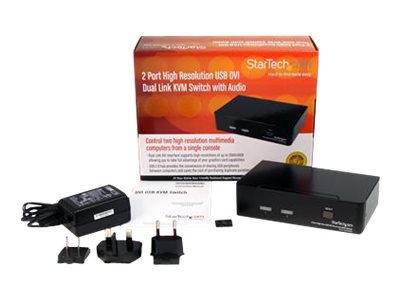 StarTech.com 2 Port DVI KVM Switch - USB DVI Dual Link - Hot-key & Audio Support - 2560x1600 @ 60Hz KVM Switch - KVM Video Switch (SV231DVIUAHR) - KVM / audio / USB switch - 2 x KVM / audio / USB - 1 local user - desktop - for P/N: IM12D1500P, SVA12M