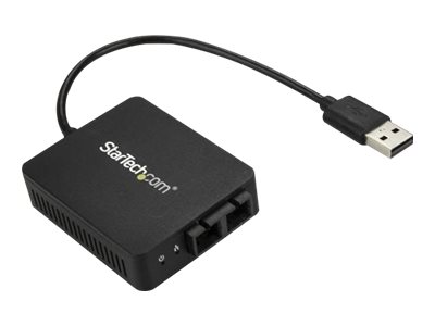 StarTech.com USB to Fiber Optic Converter, 100Mbps, USB 2.0 to Fiber Network Adapter, 100BASE-FX SC Female Duplex Multimode Fiber/MMF Compatible, 2Km, Compact USB to Fiber LAN Adapter - USB to LAN Adapter (US100A20FXSC) - Network adapter - USB 2.0 - 100Base-FX/100Base-SC x 1 - 1310 nm - black