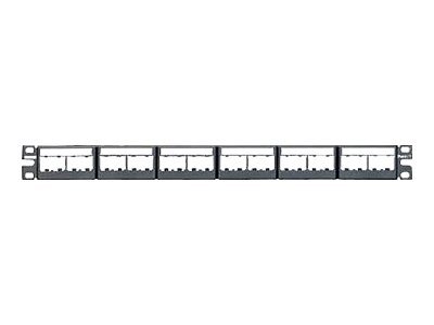 Panduit MINI-COM Modular Faceplate Patch Panels - Patch panel - black - 1U - 19\" - 24 ports