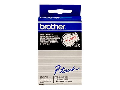 Brother - White, red - Roll (1.2cm x 7.7m) 1 pcs. printer tape - for P-Touch PT-15, PT-20, PT-2000, PT-3000, PT-500, PT-5000, PT-6, PT-8, PT-8E