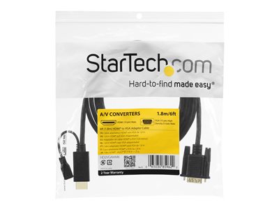 StarTech.com HDMI to VGA Cable - 10 ft / 3m - 1080p - 1920 x 1200 - Active HDMI Cable - Monitor Cable - Computer Cable (HD2VGAMM10) - Adapter cable - HDMI, Micro-USB Type B (power only) to HD-15 (VGA) male - 3 m - black - active, 1920 x 1200 (WUXGA) support
