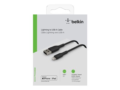 Belkin BoostCharge - Lightning cable - Lightning male to USB male - 3 m - black