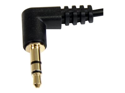 StarTech.com 1 ft. (0.3 m) Right Angle 3.5 mm Audio Cable - 3.5mm Slim Audio Cable - Right Angle - Male/Male - Aux Cable (MU1MMS2RA) - Audio cable - mini-phone stereo 3.5 mm male to mini-phone stereo 3.5 mm male - 30 cm - black - right-angled connector