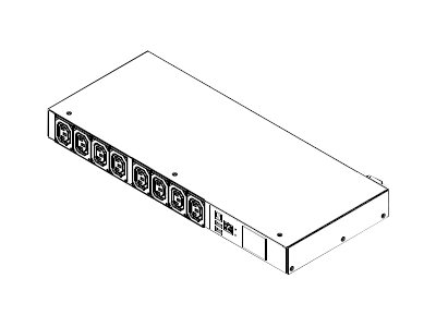Build-To-Stock PDU - 1PH 230V AC 16A (16A rated) 8 outlets: 8x C13 plug: IEC 60320 C20 (Rear feed) 3.7kVA Outlet Metered/Switched 1U horizontal PDU Secu