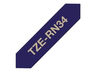 Brother TZe-RN34 - Gold on navy blue - Roll (1.2 cm x 4 m) 1 cassette(s) ribbon tape - for Brother PT-D600, H110, P-Touch PT-E310, P-Touch Cube PT-P300, P-Touch Embellish PT-D215