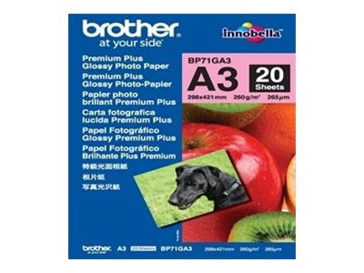 Brother Innobella Premium Plus BP71GA3 - Glossy - A3 (297 x 420 mm) - 260 g/m² - 20 sheet(s) photo paper - for Brother HL-J6000, MFC-J2340, J3540, J3940, J5630, J6580, J6583, J6983, J6995, J6997, J6999