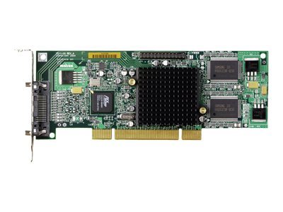 Millenium G550 32MB DDR PCI Low Profile1xLFH-60 to 2xHD15 - 1280x1024(digital)/2048x1536+1600x1200(analog) fanle