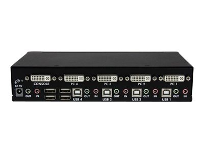 StarTech.com 4 Port High Resolution USB DVI Dual Link KVM Switch with Audio and USB 2.0 Hub (SV431DVIUAHR) - KVM / audio / USB switch - 4 x KVM / audio / USB - 1 local user - desktop - for P/N: DVID4N1USB10, DVID4N1USB15, DVID4N1USB6, SVA5N3NEUA, USBDVI4N1A10, USBDVI4N1A6