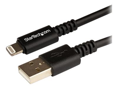 StarTech.com 3m (10ft) Long Black Apple® 8-pin Lightning Connector to USB Cable for iPhone / iPod / iPad - Charge and Sync Cable (USBLT3MB) - Lightning cable - Lightning male to USB male - 3 m - black - for P/N: BOX4CABLE