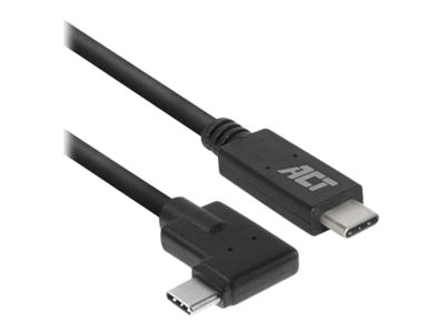 ACT - USB-kabel - 24 pin USB-C (M) recht naar 24 pin USB-C (M) gehoekt - USB 3.2 Gen 1 - 5 / 9 / 12 / 15 / 20 V - 3 A - 2 m - USB Power Delivery (60W) - zwart