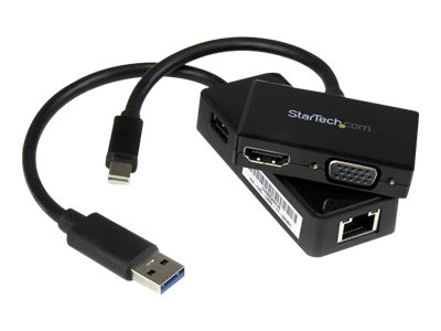 StarTech.com 2-in-1 Accessory Kit for Surface and Surface Pro 4 - mDP to HDMI / VGA - USB 3.0 GbE - Works with Surface Pro 3 and Surface 3 (MSTS3MDPUGBK) - Notebook accessories bundle - black - for Microsoft Surface 3, Pro 2, Pro 3, Pro 4