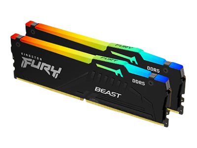 Kingston FURY Beast RGB - DDR5 - kit - 16 GB: 2 x 8 GB - DIMM 288-pin - 6000 MHz / PC5-48000 - CL40 - 1.1 V - unbuffered - on-die ECC