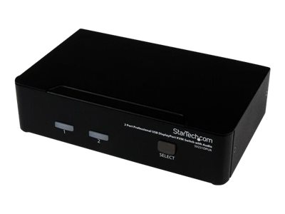 StarTech.com 2 Port DisplayPort KVM Switch - 2560x1600 @60Hz - Dual Port DP USB, Keyboard, Video, Mouse Switch Box w/ Audio for Computers and Monitors (SV231DPUA) - KVM / audio switch - 2 x KVM / audio - 1 local user - desktop - for P/N: DP4N1USB6, IM12D1500P, SVA12M2NEUA, SVA12M5NA