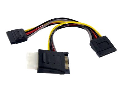 StarTech.com SATA to LP4 with 2x SATA Power Splitter Cable - Power splitter - SATA power (M) to 4 pin internal power, SATA power (F) - 6 in - PYOLP42SATA - Power splitter - SATA power (M) to 4 PIN internal power, SATA power (F) - 15.2 cm