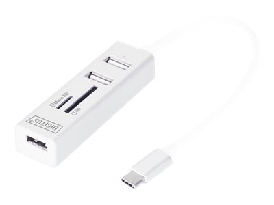 USB 2.0 TYPE-C HUB WITH CARDREADER 3X USB 2.0. 1X SD 1X MICROSD PORT ALUMINIUM