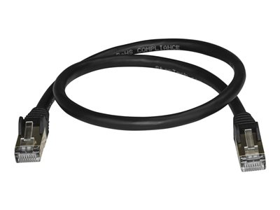 StarTech.com 50cm CAT6A Ethernet Cable, 10 Gigabit Shielded Snagless RJ45 100W PoE Patch Cord, CAT 6A 10GbE STP Network Cable w/Strain Relief, Black, Fluke Tested/UL Certified Wiring/TIA - Category 6A - 26AWG (6ASPAT50CMBK) - Patch cable - RJ-45 (M) to RJ-45 (M) - 50 cm - STP - CAT 6a - snagless - black