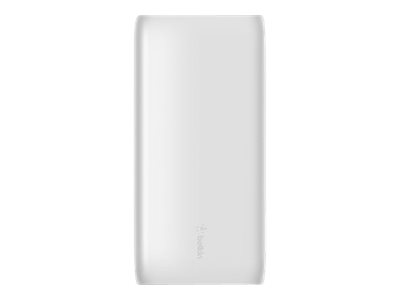 Belkin BoostCharge - Power bank - 20000 mAh - 30 Watt - Fast Charge, PD - 2 output connectors (USB, 24 pin USB-C) - white