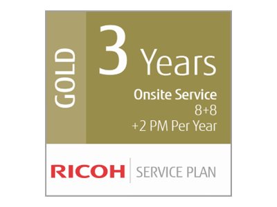 Ricoh Scanner Service Program 3 Year Gold Service Plan for Fujitsu Mid-Volume Production Scanners - Extended service agreement (extension) - parts and labour - 3 years - on-site - 8x5 - response time: 8 h - repair time: 8 hours - for fi-5950, 6400, 6800, 7800, 7900, fi 8820, 8930, 8950