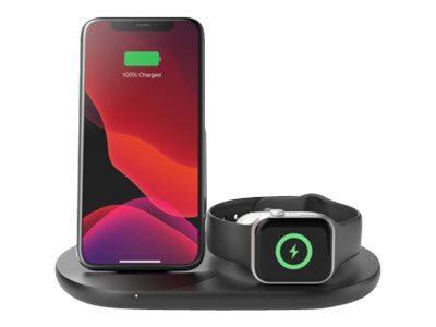 Belkin BoostCharge - Wireless charging stand - 7.5 Watt - black - for Apple AirPods, AirPods Pro, iPhone 11, 12, 7, 8, SE, X, XR, XS, XS Max, Watch