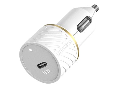 OtterBox - Car power adapter - 18 Watt - 3 A - PD 3.0 (24 pin USB-C) - on cable: Lightning - cloud dust white
