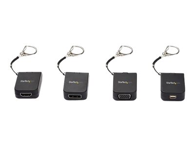 StarTech.com Compact USB C to VGA Adapter, 1080p 60Hz USB Type-C to VGA Video Display Converter with Keychain Ring, Active USB-C DP Alt Mode to VGA Monitor Dongle, Thunderbolt 3 Compatible - USB-C Keychain Adapter (CDP2VGAFC) - Adapter - 24 pin USB-C male to HD-15 (VGA) female - black - 1080p support