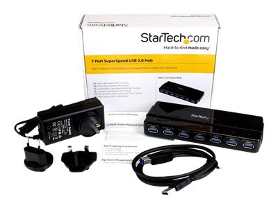 StarTech.com 7 Port USB 3.0 Hub ? Up To 5 Gbps ? 7 x USB ? Universal Multi Port USB Extender for Your Desktop ? USB Powered (ST7300USB3B) - Hub - 7 x SuperSpeed USB 3.0 - desktop - for P/N: BNDTBUSB3142, PEXUS313AC2V, PEXUSB311A1E, PEXUSB312A2, PEXUSB314A2V2, SDMSDRWU3AC