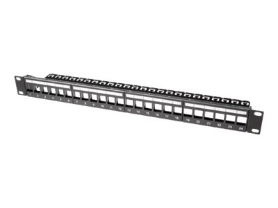 Intronics - Patchpaneel - zwart, RAL 9005 - 1U - 19\" - 24 poorten