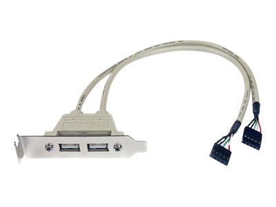 StarTech.com 2 Port USB A Female Low Profile Slot Plate Adapter - 2 Port USB Bracket - USB 2.0 A Female (USBPLATELP) - USB panel - USB (F) to 5 pin in-line (F)