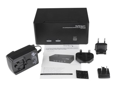 StarTech.com 2 Port Triple Monitor DVI USB KVM Switch with Audio & USB 2.0 Hub - Multi Monitor KVM - Dual Port KVM Switch (SV231TDVIUA) - KVM / audio / USB switch - 2 x KVM / audio / USB - 1 local user - desktop - for P/N: SVA12M2NEUA, SVA12M5NA