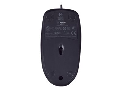 Logitech M100 - Mouse - right and left-handed - optical - 3 buttons - wired - USB - black