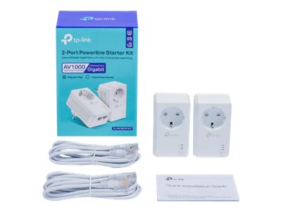 TP-Link TL-PA7027P V1 Starter Kit - Powerline adapter kit 2-port switch - 1GbE, HomePlug AV (HPAV), HomePlug AV (HPAV) 2.0, IEEE 1901 - wall-pluggable