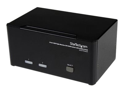 StarTech.com 2 Port Triple Monitor DVI USB KVM Switch with Audio & USB 2.0 Hub - Multi Monitor KVM - Dual Port KVM Switch (SV231TDVIUA) - KVM / audio / USB switch - 2 x KVM / audio / USB - 1 local user - desktop - for P/N: SVA12M2NEUA, SVA12M5NA