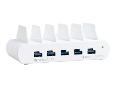 Compulocks 5 Port USB-C and USB-A Charging Dock with UK Plug - Charging dock - 10 output connectors (USB, 24 pin USB-C)