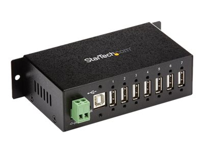 StarTech.com USB 2.0 Hub - 7 Port - Mountable Rugged Industrial - Self Powered USB Hub - Hub - 7 x USB 2.0 - DIN rail mountable - DC power - for P/N: ITB20D3250, MSDREADU2OTG, USB2HAB15, USB2HAB30AC, USB2HAB50AC, USB2HABM1, USB2HABM6RA