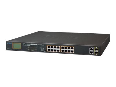 PLANET 16P SWITCH 10/100TX 802.3AT POE+2