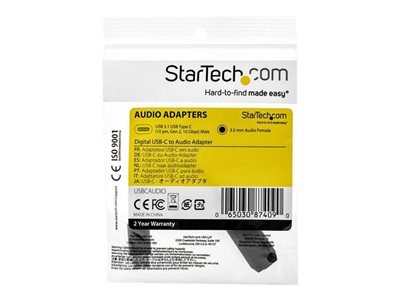 StarTech.com USB C to 3.5mm Audio Adapter, USB Type C to AUX Female Wired Headphone Jack with 32-bit DAC, Active USB C Digital Sound Card for Headset Audio Conference, Samsung S20 iPad Pro - 384Kbps Hi-Res Audio (USBCAUDIO) - Audio adaptor - USB-C ma