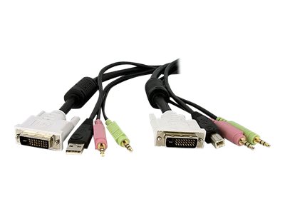 StarTech.com 10 ft / 3m 4-in-1 USB Dual Link DVI-D KVM Switch Cable w/ Audio & Microphone (DVID4N1USB10) - Keyboard / mouse / video / audio cable - USB, mini-phone stereo 3.5 mm, DVI-D (M) to mini-phone stereo 3.5 mm, USB Type B, DVI-D (M) - 3 m - black - for P/N: RKCOND17HD, SV231DVIUAHR, SV231QDVIUA, SV231TDVIUA, SV431DL2DU3A, SV431TDVIUA