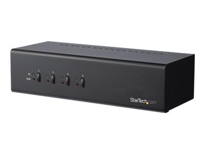 StarTech.com 4 Port Dual Monitor DVI KVM Switch - Dual Screen Display Compact USB KVM Switch with USB 3.0 Hub & Audio - TAA Compliant - KVM / audio / USB switch - 4 x KVM / audio / USB - TAA Compliant