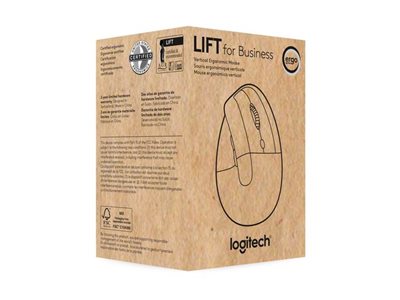 Logitech Lift for Business - Vertical mouse - ergonomic - 6 buttons - wireless - Bluetooth, 2.4 GHz - Logitech Logi Bolt USB receiver - off-white