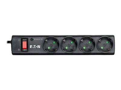 Eaton Protection Strip - Surge protector - AC 220-250 V - 2500 Watt - output connectors: 4 - black