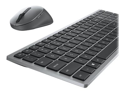 Dell Multi-Device KM7120W - Keyboard and mouse set - wireless - Bluetooth, 2.4 GHz - QWERTY - US International - titan grey